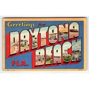 Vintage Linen 'Greetings from Daytona Beach Fla.' Curteich 6A-H578